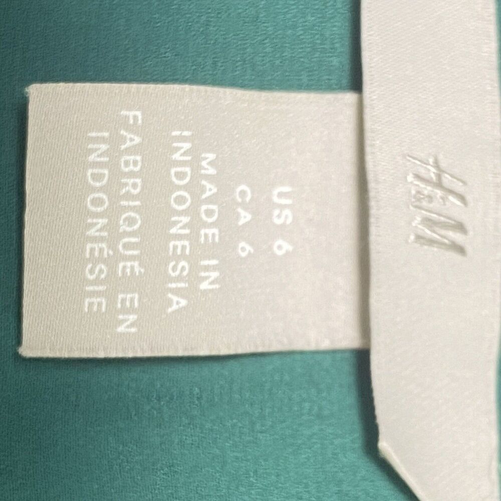 H&M Women's Slip Dress Lined Size 6 Green Sleeveless Sheer RN101255 - Picture 6 of 7